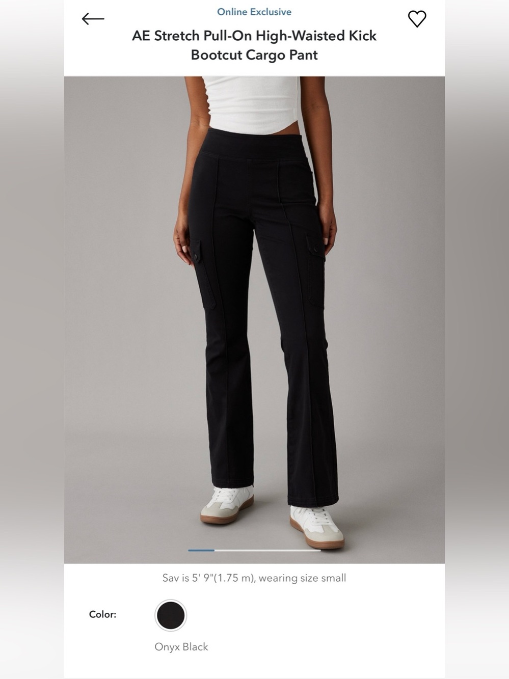 AE Stretch Pull-On High-Waisted Kick Bootcut Cargo Pant - Picture 5 of 6